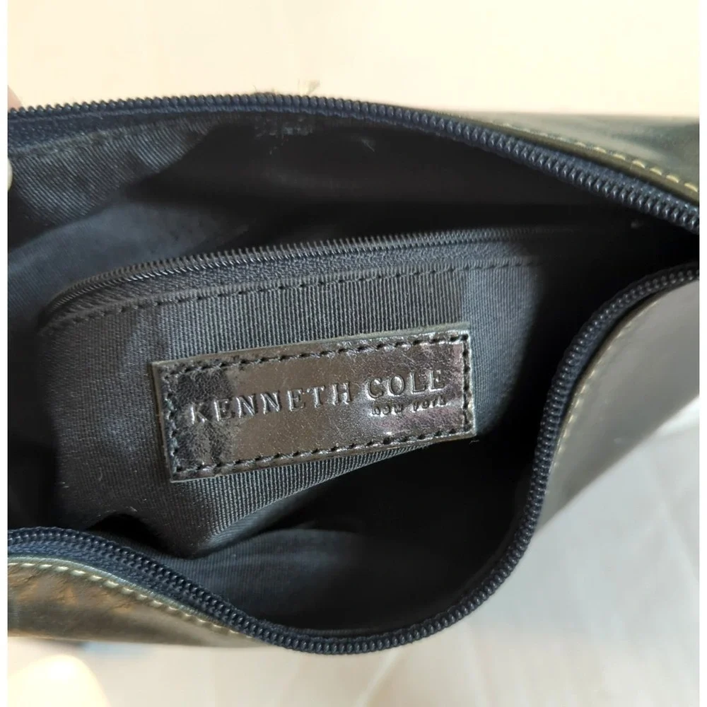 Kenneth Cole New York Black Slouch Leather Hobo Shoulder Bag Minimalist Boho